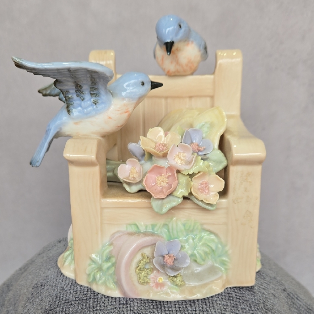 Vintage "Two Bluebirds On A Bench" Figurine